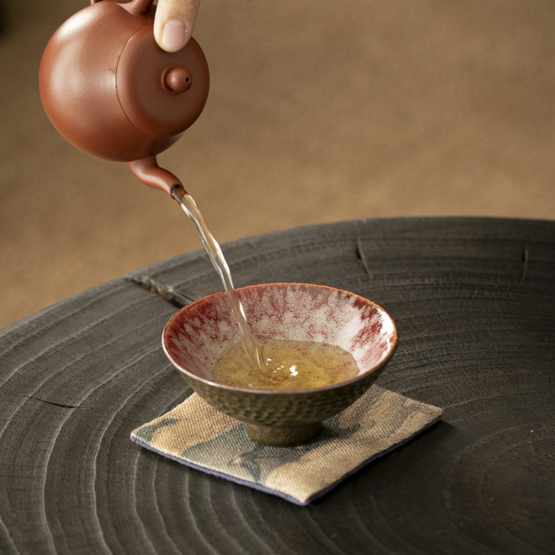 Lò nung thay đổi màu ngọc lam sáng màu xanh lá cây chủ nhân tách trà nhỏ thủ công Tách Trà Cá nhân Bộ trà Kung Fu trà gốm sứ