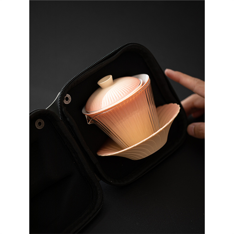 Bộ trà du lịch, tách trà Kung Fu ngoài trời di động, cốc khách nhanh chuyên dụng cá nhân, bộ bát có nắp cắm trại một bình ba cốc