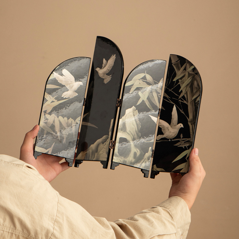 Đồ trang trí để bàn học kiểu Trung Quốc mới màn hình nhỏ phong cách Trung Quốc cổ đại quà tặng sinh nhật đồ thủ công nghệ thuật sơn mài cổ điển