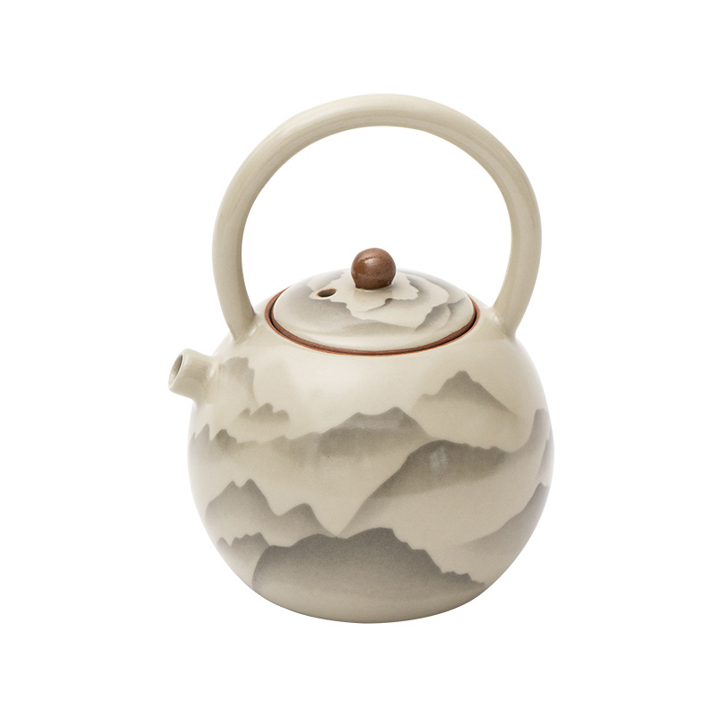 Pengshan Ruyao Yuanshan hoàn thành ấm cầm dầm mở tấm có thể nâng cao bộ trà gốm sứ ấm trà bộ trà kung fu gia dụng ấm pha trà