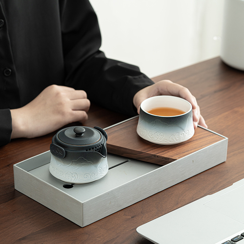 Bộ ấm trà du lịch Zhiyin, cốc khách di động ngoài trời đơn giản kiểu Nhật