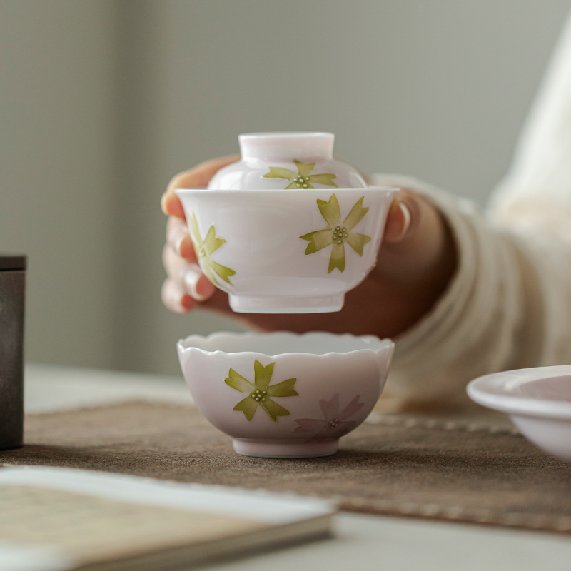 Đồ pha trà một người kiểu Nhật Bản vẽ tay có nắp đậy Arita có nắp đậy bằng tay Bộ trà Kung Fu cao cấp gia dụng cốc trà gốm sứ
