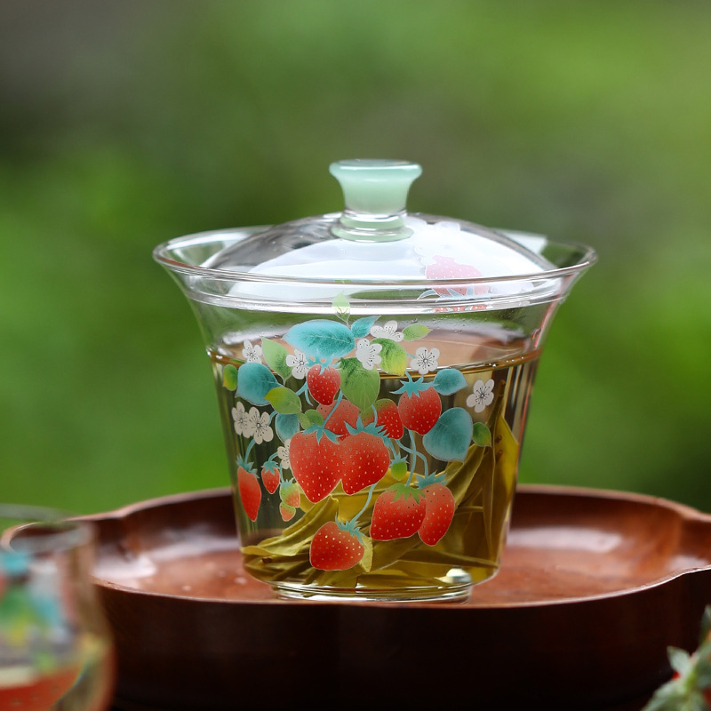 Cốc pha trà có nắp thủy tinh bình cầm tay chống bỏng cỡ lớn dụng cụ pha trà Kung Fu kiểu Nhật một chiếc trong suốt Dụng cụ pha trà