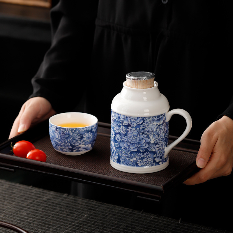 Ấm đun nhỏ Ru Kiln Jin Wanhua Bộ ấm trà Kung Fu Ấm pha trà gốm sứ Trung Quốc dung tích lớn Ấm đun trà đơn Bình giữ nhiệt