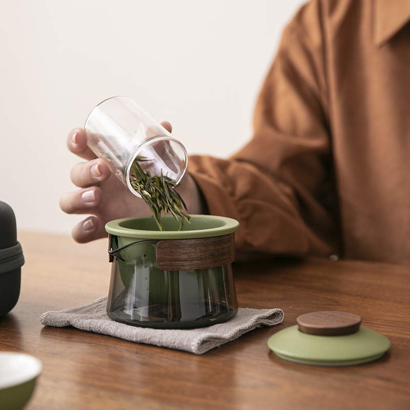 Cốc trà có nắp thủy tinh Ấm trà đơn cao cấp cầm tay ấm trà Kung Fu ấm trà đơn một người uống tách trà bán buôn