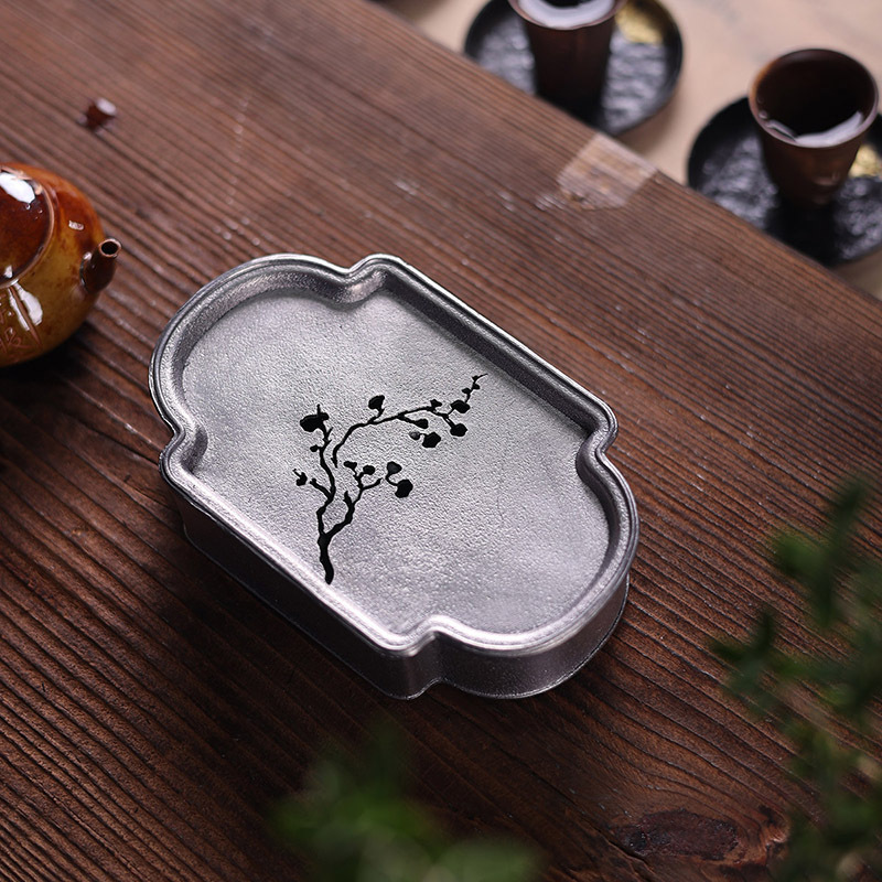 Khay trà thiếc cũ gia dụng đơn giản Thiền cao cấp cổ cổ bảo quản nước trà khay trà khay trà bàn pha khô