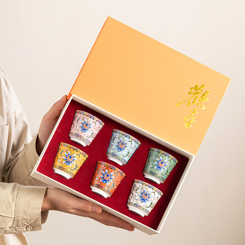 Cốc trà men màu Cốc chủ sứ Cốc trà phong cách cung đình Cốc trà đơn tách trà cốc cá nhân cốc trà gia dụng