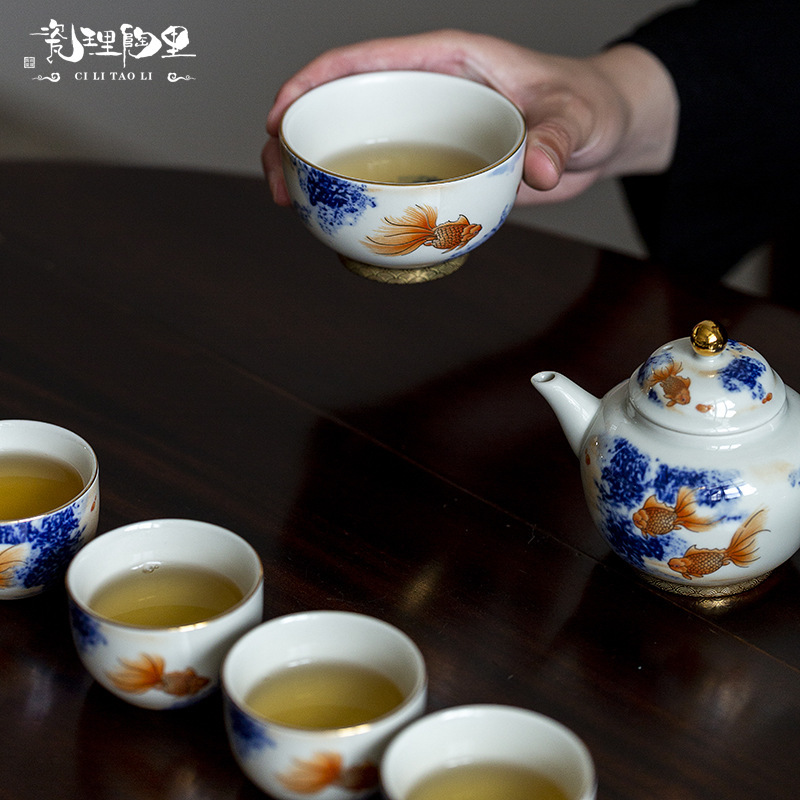 Bộ ấm trà Bộ ấm trà Kung Fu gốm sứ trọn bộ gia dụng cổ điển Nhật Bản hộp quà tặng doanh nhân đồ sứ