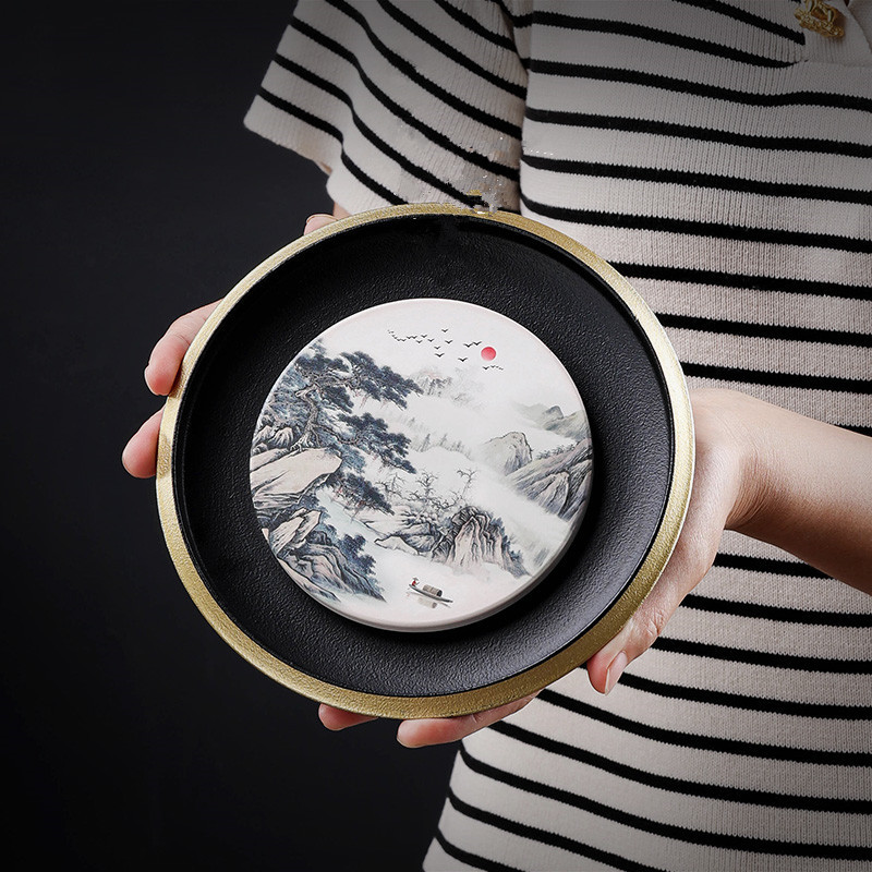 Bán buôn bình hút đựng trà gốm đen gia dụng, ấm trà Kung Fu chỉ vàng cao cấp sang trọng, đơn giản