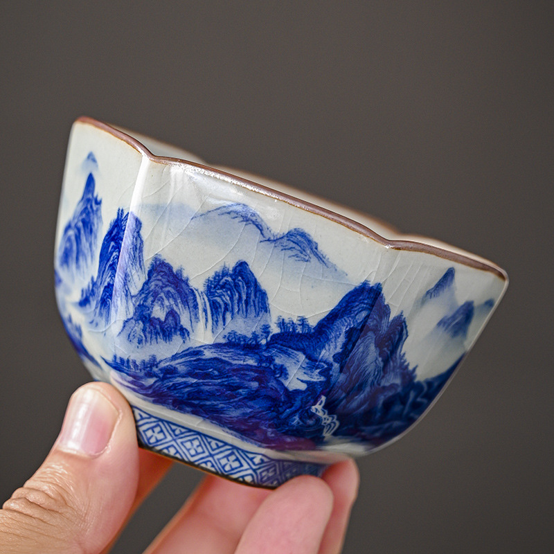 Cốc trà sứ trắng xanh cổ điển Jingdezhen bộ trà gốm sứ Kung Fu cốc chủ sở hữu cốc đơn sản phẩm đặc biệt cá nhân bán buôn cốc trà