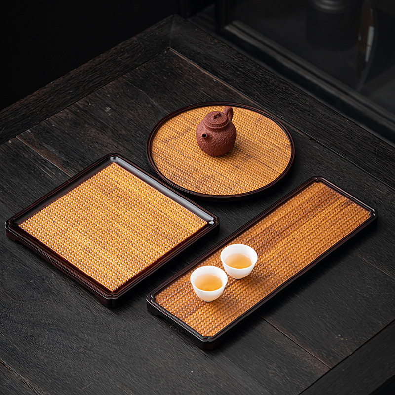 Khay bàn ủ khô bằng tre nặng, mặt chiếu tre, bình đựng trà Chiếu trúc, khay trà cỡ nhỏ gia dụng, khay ăn, khay bánh nguyên liệu Nhật Bản