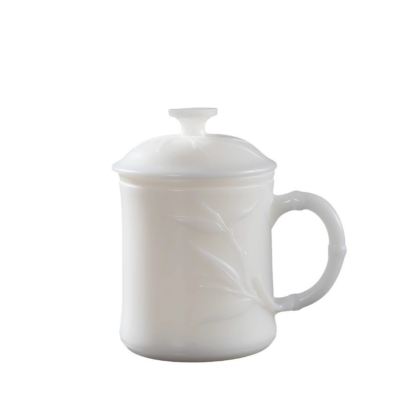 Master Guo Zhibao Ice Jade Gốm văn phòng Cốc tre sáng tạo Cốc nước cá nhân Cốc trà sứ trắng Trung Quốc