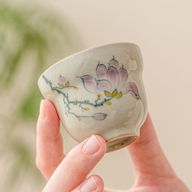 Cốc cao vẽ tay, cốc chủ nhân, cốc uống trà cá nhân bằng gốm, cốc đơn, Bộ trà Kung Fu gia dụng cao cấp, cốc trà nhỏ