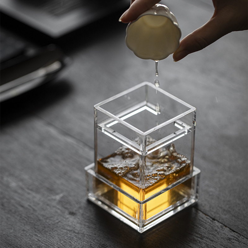 Thùng xỉ trà acrylic Jianshui mới, chậu nước trong suốt, cốc rửa trà, phụ kiện trà đạo, thùng xỉ trà, nhà máy bán hàng trực tiếp