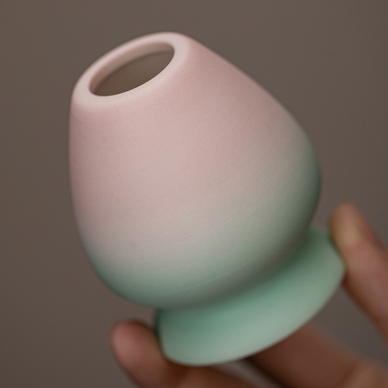 Gradient màu hồng xanh lá cây Matcha Bát trà Bình trà Bộ đồ trà Kung Fu Nhật Bản Phụ kiện Bộ trà Thời Tống Bình trà Bát trà