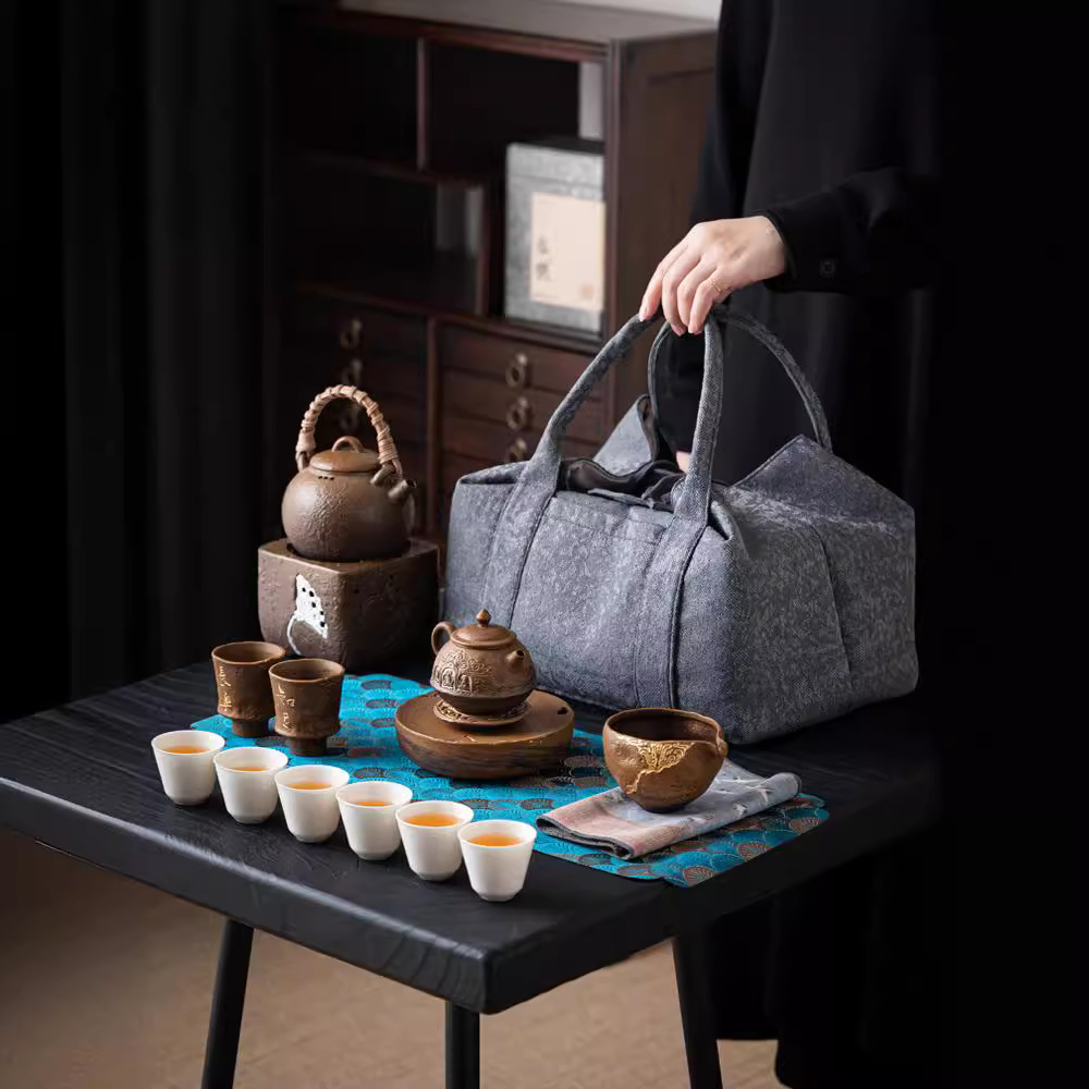 Túi đựng trà du lịch cỡ lớn xách tay xách tay ngoài trời túi đựng trà túi đựng đồ gia dụng