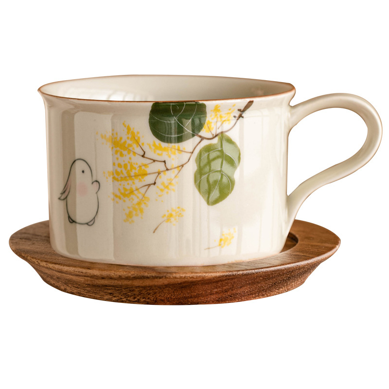 Bộ cốc cà phê gốm sứ Yuetu vẽ tay cốc latte cao cấp tinh tế cốc trà chiều văn phòng gia đình cốc mug