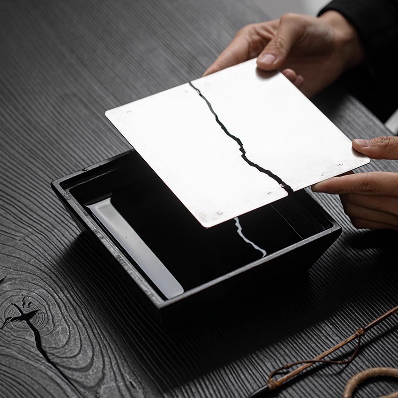 Gỗ sáp trắng gỗ rắn rắn xây Nước Rửa Trà gia dụng cổ điển washanfeng Thùng rác Thùng nước Phụ kiện Bộ trà Kungfu