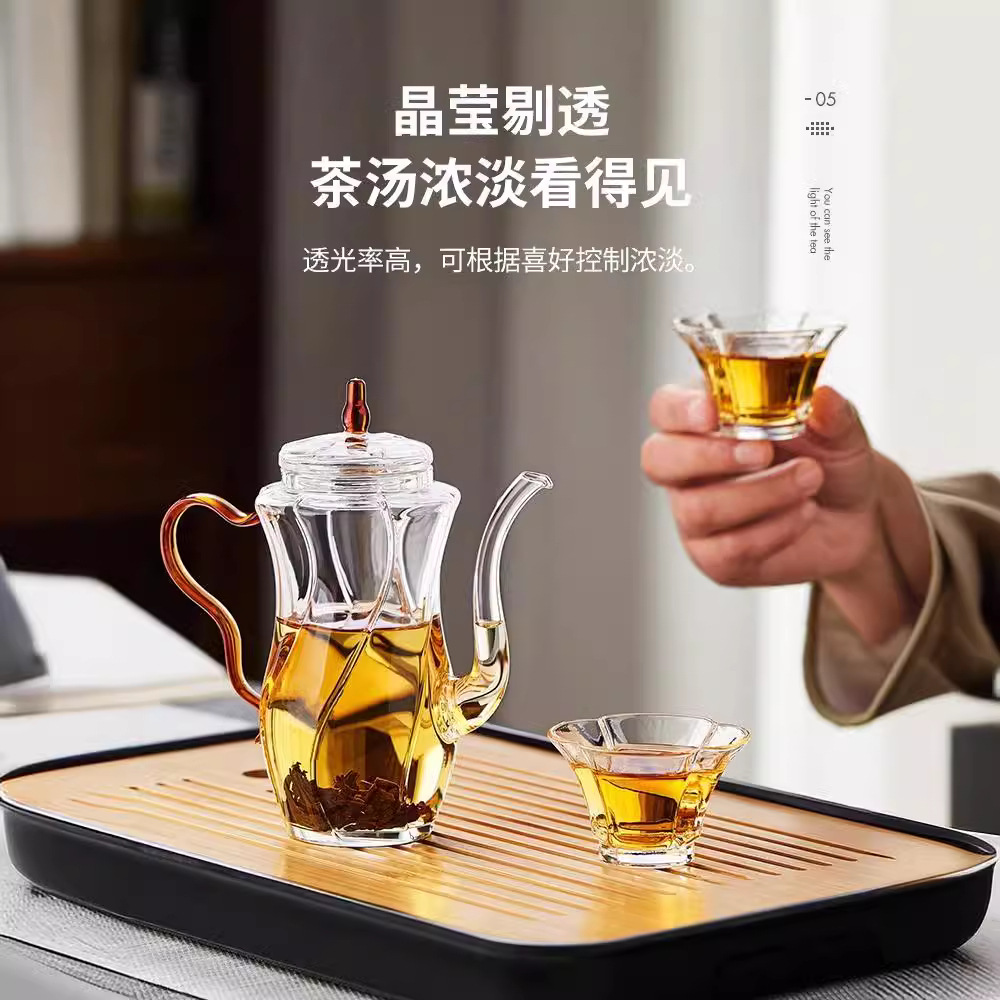 Ấm thủy tinh giả Song ấm trà pha trà xanh bộ ấm trà chuyên dùng cho một người ấm trà nhỏ ấm trà gia dụng bộ cốc trà