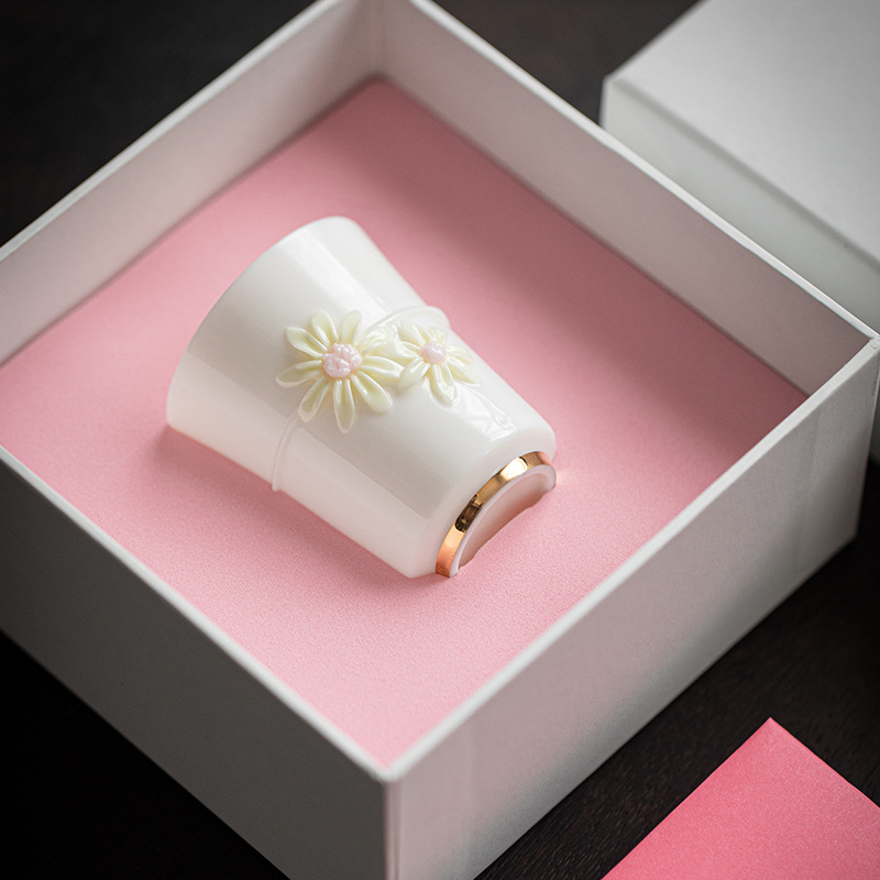 Cốc chủ nhân nhào hoa thủ công, tách trà thơm, tách trà Kung Fu, tách trà đơn, tách trà nhỏ dành riêng cho nữ, quà trà cầm tay