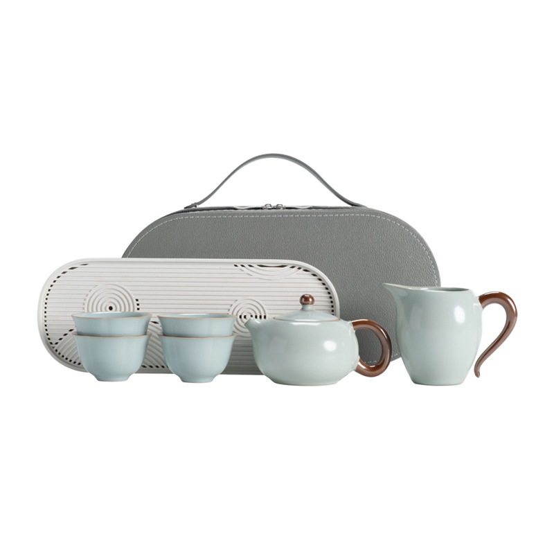 Bộ ấm trà du lịch Ruyao, tách trà, tách trà, bộ trà cầm tay, hộp quà tặng cho cha mẹ trưởng lão
