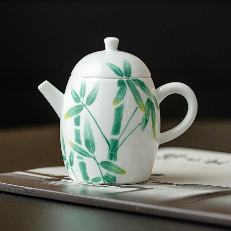 Ấm trà xám thực vật ấm trứng rồng cao cấp vẽ tay ấm trà phong cách cổ quốc triều ấm đơn lọc pha trà Kung Fu gia dụng