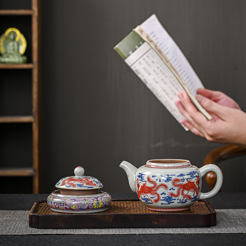 Bộ ấm trà cao cấp có nắp màu xanh và trắng Jingdezhen, bộ ấm trà Kung Fu, bộ ấm chén, tấm cách nhiệt, tấm trà đạo, tấm trà cổ điển