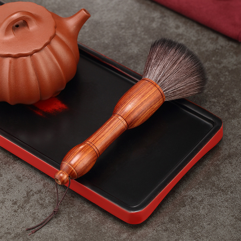 Ấm bằng gỗ đặc, bút quét trà, bàn chải trà, bàn chải làm sạch khay trà, bút trà, phụ kiện trà đạo bằng gỗ Cẩm Lai