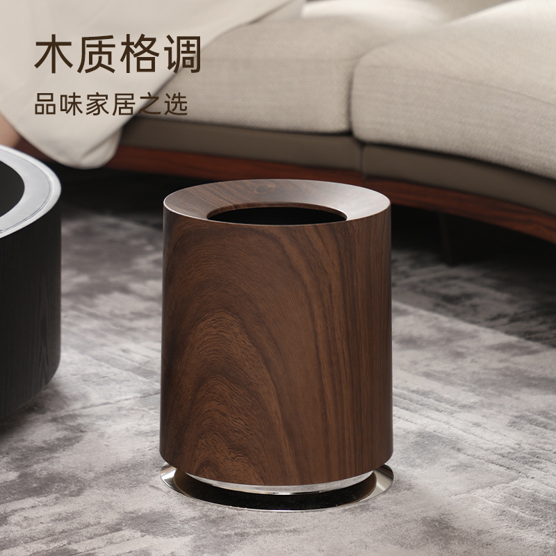 Gia công và tùy chỉnh thùng rác gia đình, giỏ giấy phòng ngủ và phòng khách giả vân gỗ nhẹ sang trọng, thiết kế hai xô, sức chứa lớn