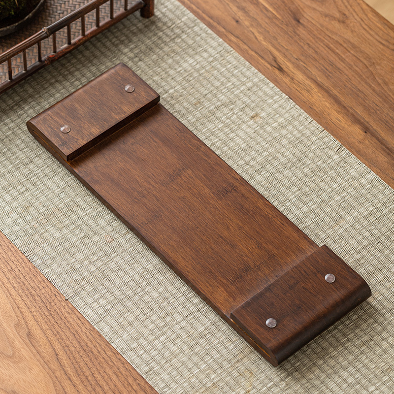 Khay trà nhỏ CuộN tre nặng kiểu Trung Quốc bàn trà Kung Fu hình chữ nhật chiếu tre hoa văn phụ kiện trà đạo pha khô