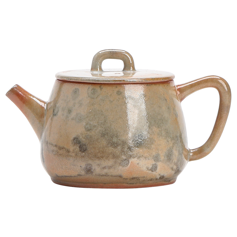 Ấm trà cổ Shino Ware dùng trong gia đình, ấm pha trà nung trong lò, ấm cầm tay chống bỏng, bộ ấm trà gốm cổ điển hộp quà tặng ấm đơn.