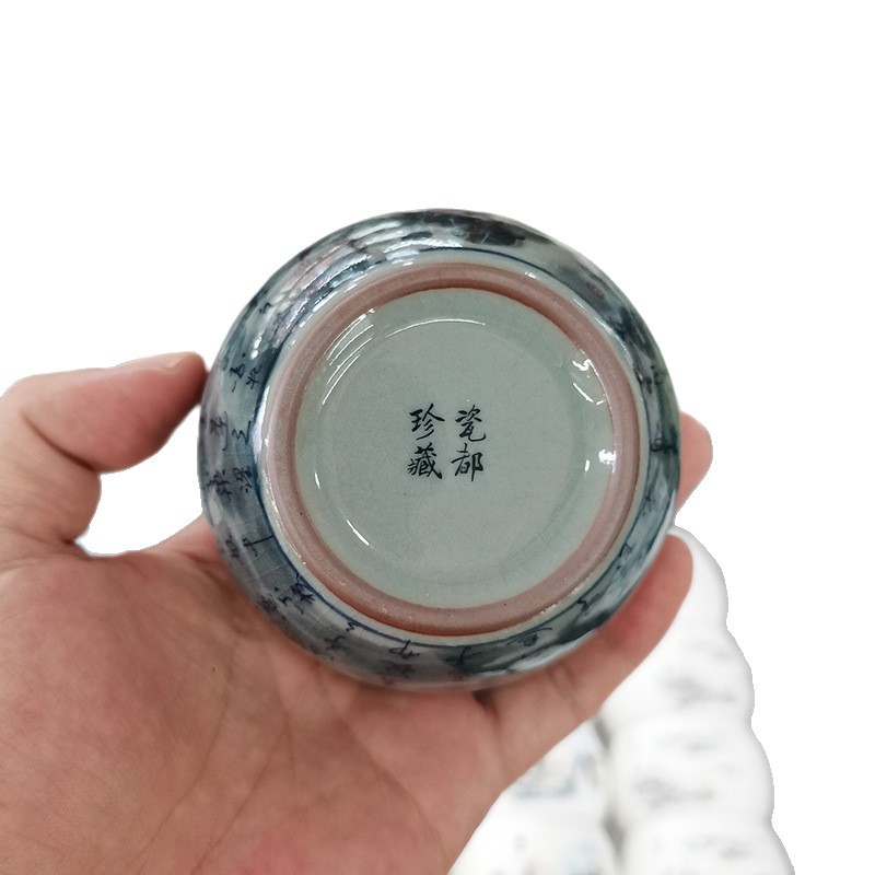 Cổ giả gốm chủ cốc Cảnh Đức Trấn gốm sứ màu xanh và trắng ép tay cốc nam đặc biệt cốc trà cao cấp cốc trà