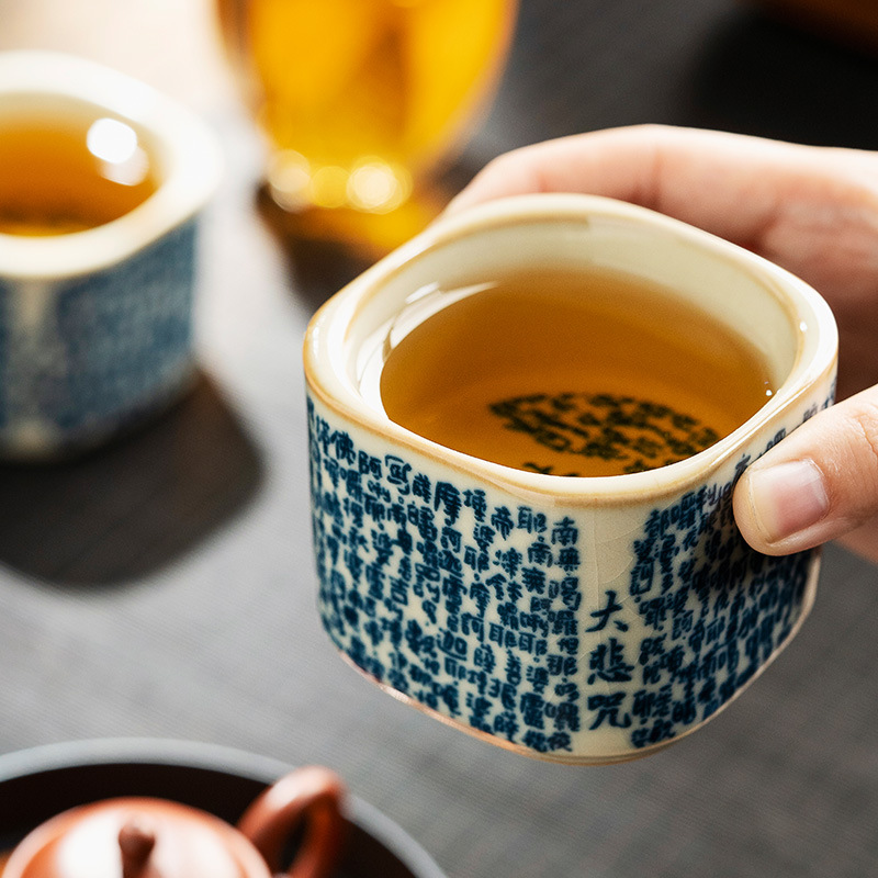 Cốc trà Ru Kiln cốc chủ nhân gia đình mẫu nam cốc uống trà cao cấp Trung Quốc chuyên dụng cá nhân cốc trà sứ Ru văn phòng