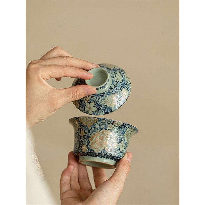 Cốc trà cốc trà bát trà chén gốm đơn gia dụng cỡ nhỏ có thể nuôi mở miếng, bát pha trà