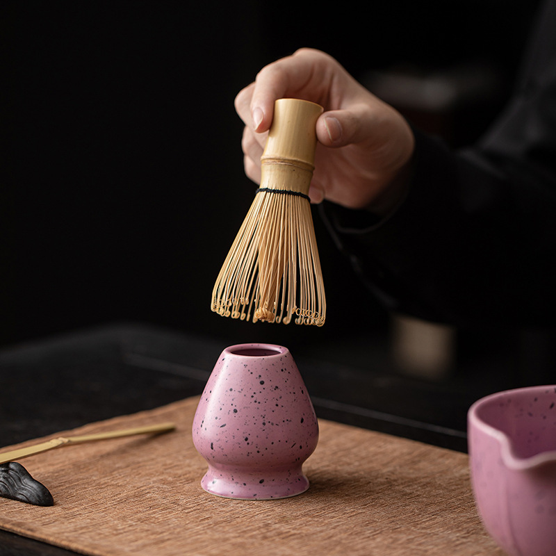 Bộ bốn món Matcha chấm mực tím thơm bằng sứ bát trà Matcha chén trà Baibenli Matcha chén trà đứng