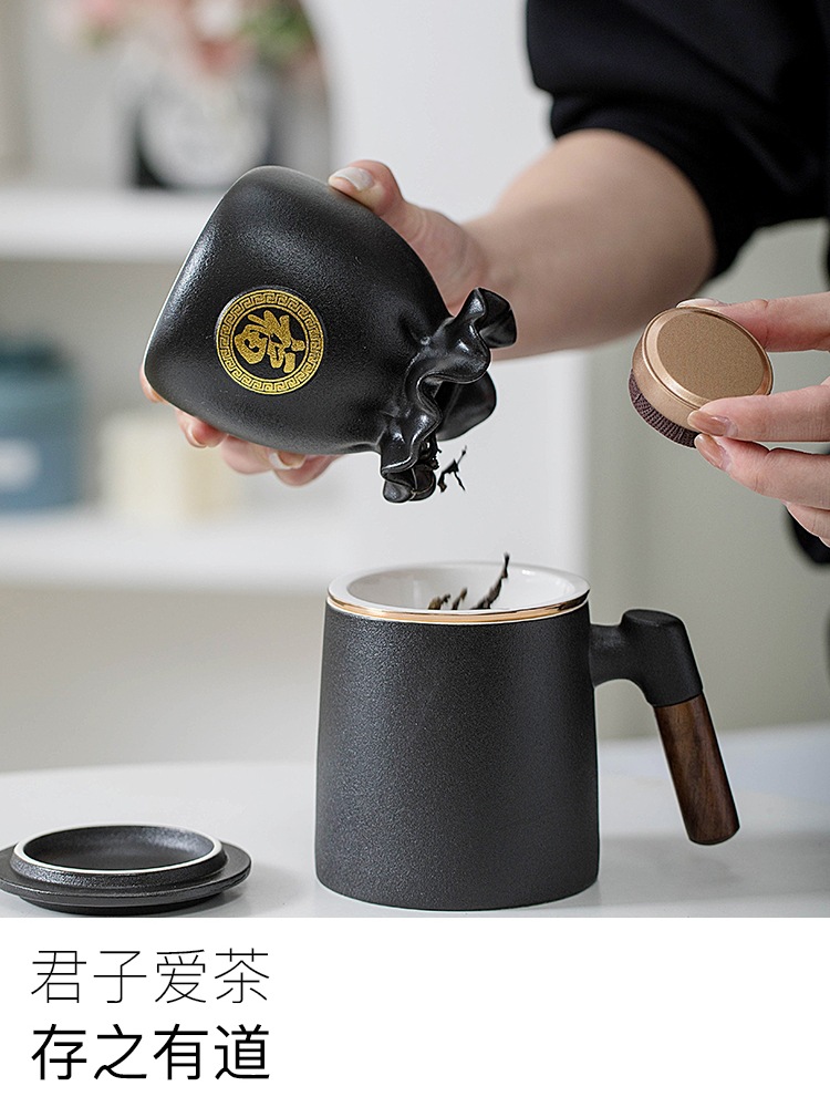 Dehua Zen phong cách đen may mắn túi trà nhỏ bình gốm kín bình đựng tiền nhỏ bình trà quà tặng