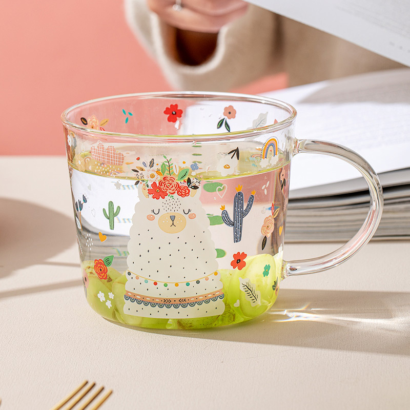 Cốc thủy tinh có vảy Thần Thú cốc sữa nóng chống cháy nổ có giá trị cao chịu nhiệt độ cao Cốc uống nước nữ sinh gia dụng