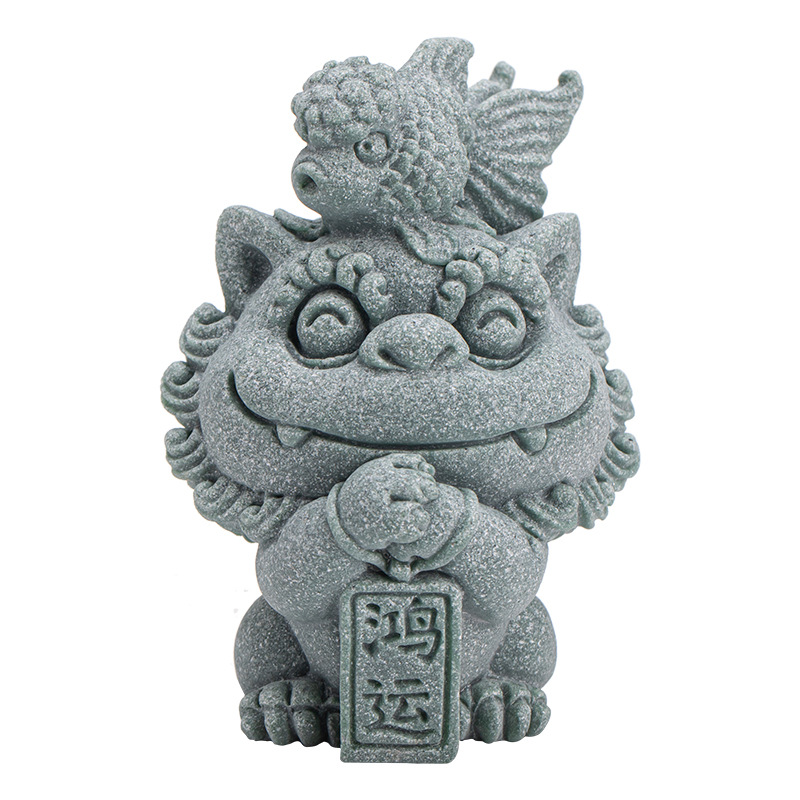 Đồ trang trí thú cưng trà Sư tử gió sa thạch xanh trang trí bàn trà phòng khách gia dụng nắp chơi trà nhỏ đặt ghế cắm hương dây sáng tạo