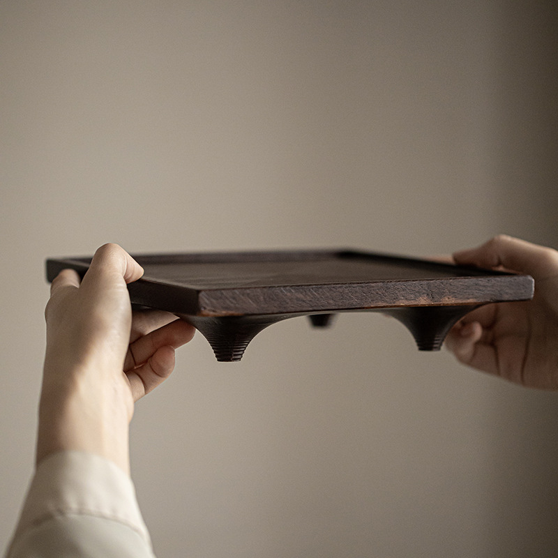 Bán buôn bình vuông gỗ mun bàn trà pha khô gỗ nguyên khối phong cách Nhật Bản Khay trà khay đựng cốc khay trà nhỏ