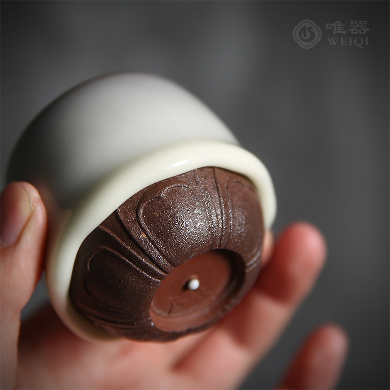 Cốc trà Kung Fu bằng men ngọc, cốc chủ nhân tráng men dày bào thai bằng sắt Wu Jun, cốc đơn, cốc thơm, cốc nếm trà