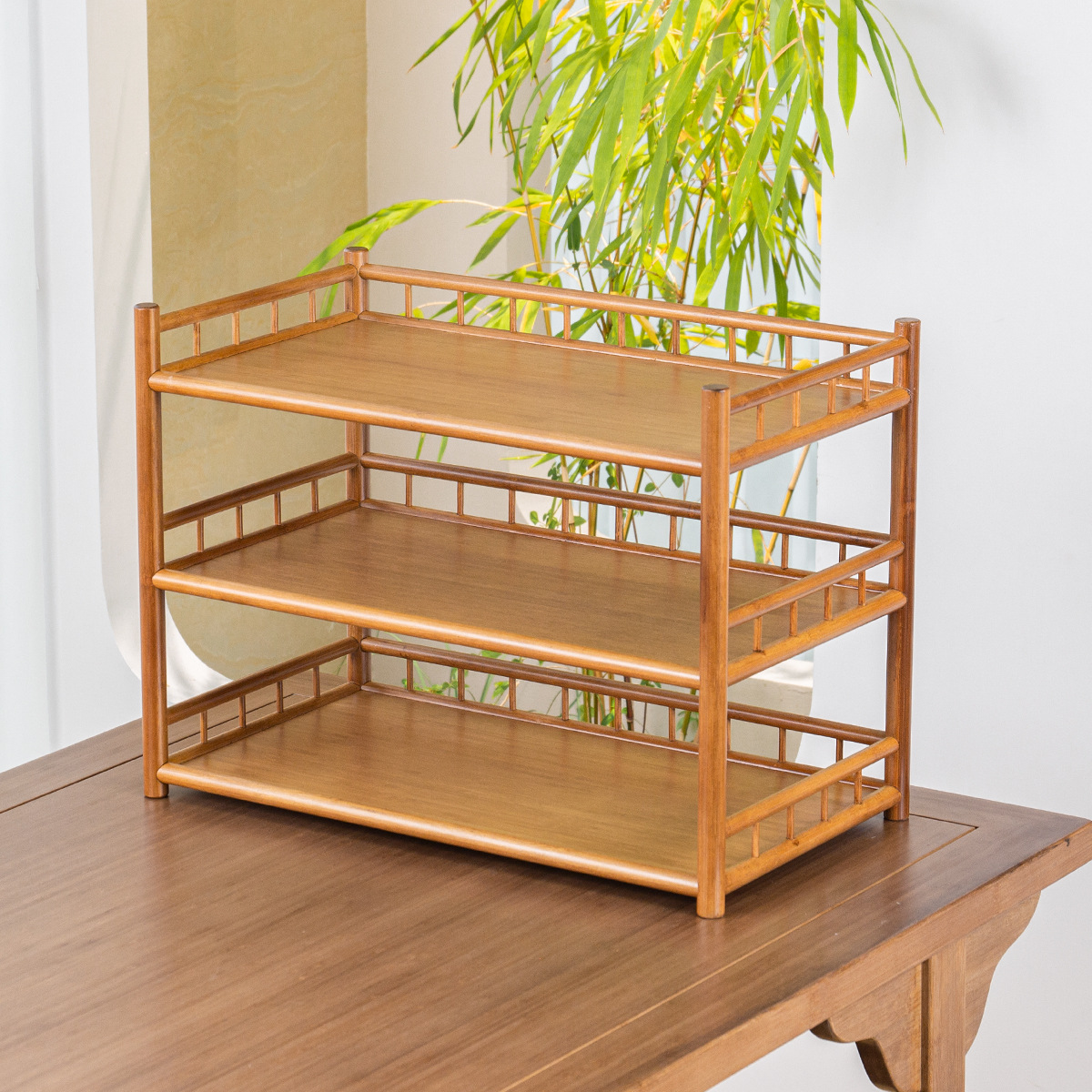 Bán buôn giá đỡ trà ba tầng bằng tre có hàng rào ấm trà để bàn ấm trà tử sa Giá đựng cốc trà giá đựng đồ Bộ trà