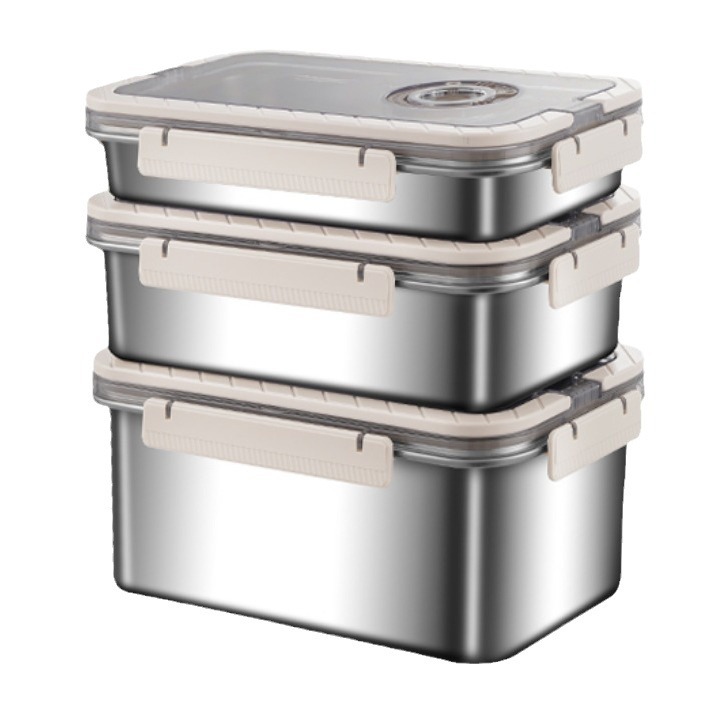 Hộp đựng thực phẩm có quai xách inox 304 hộp đựng tủ lạnh BXH11 hộp Cắm trại đa năng cầm tay hộp đựng đồ gia dụng