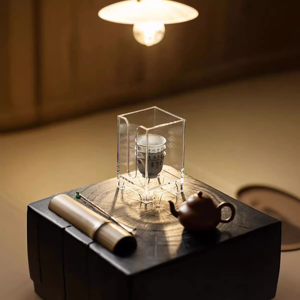 Bán buôn giỏ đựng tách trà Acrylic, lồng đựng trà, phụ kiện trà đạo, ống đựng cốc, Bộ trà trong suốt, ống đựng trong suốt