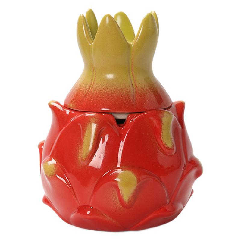 Gạt tàn gốm hình quả rồng có nắp, chống tro bay, trái cây gia dụng sáng tạo mô phỏng thời trang để bàn trang trí lọ đựng
