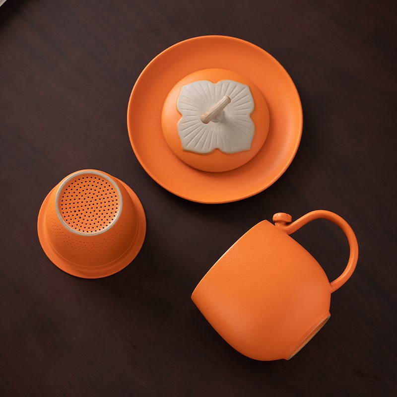 Hồng hồng Ruyi gốm sứ tách trà tách tách trà cốc uống nước văn phòng cá nhân bộ trà hồng hộp quà công thức