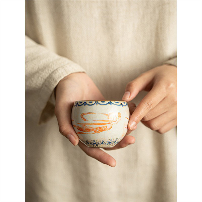 Mô phỏng lò Song Ru Đôn Hoàng Feitian Master Cup Đồ gia dụng Chén trà Cốc trà gốm sứ chuyên dụng cá nhân Bộ trà Kung Fu