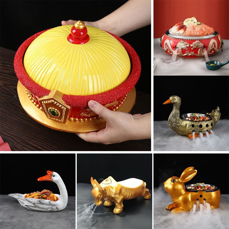 Hình con bò đặc trưng khách sạn đá khô sáng tạo đĩa lẩu Hình dáng mới đĩa lớn Nhà hàng cao cấp