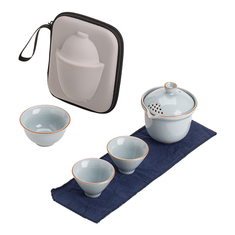 Bộ trà du lịch Ruyao, cốc khách nhanh, một ấm hai cốc, Bộ trà pha trà lưu trữ ngoài trời nhỏ, Bộ trà Kung Fu cầm tay