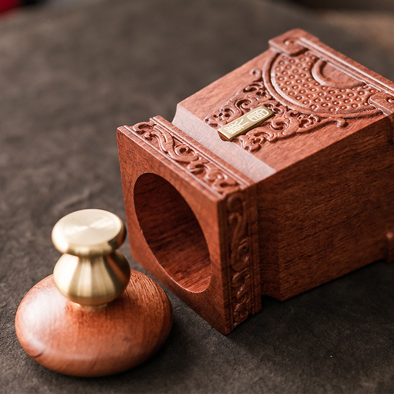 Phụ kiện Bộ trà gỗ rắn đồng thau sáu quý ông Bộ dụng cụ lót tách trà gỗ Mun trà đạo 6 quý ông Phụ kiện trà