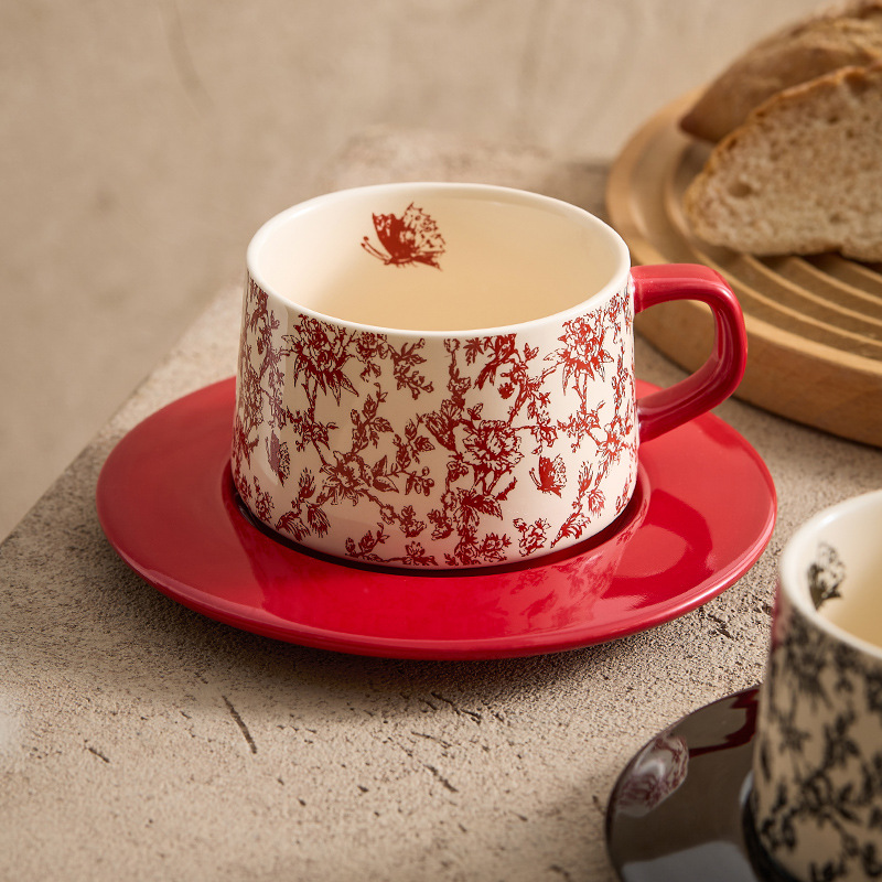 Cốc cà phê rừng cốc sứ tinh xảo cao cấp Cốc uống nước cho nữ cốc đựng đĩa cốc ăn sáng văn phòng gia dụng cốc yến mạch